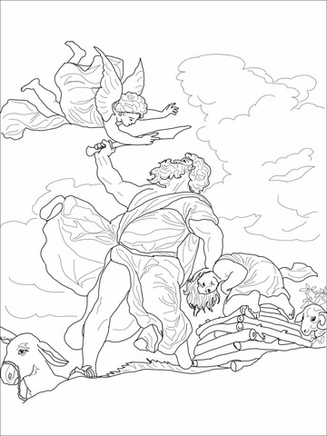 Abraham Sacrificing Isaac Coloring Page